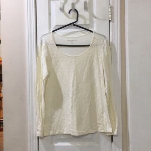 Eddie Bauer long sleeved cream colored top